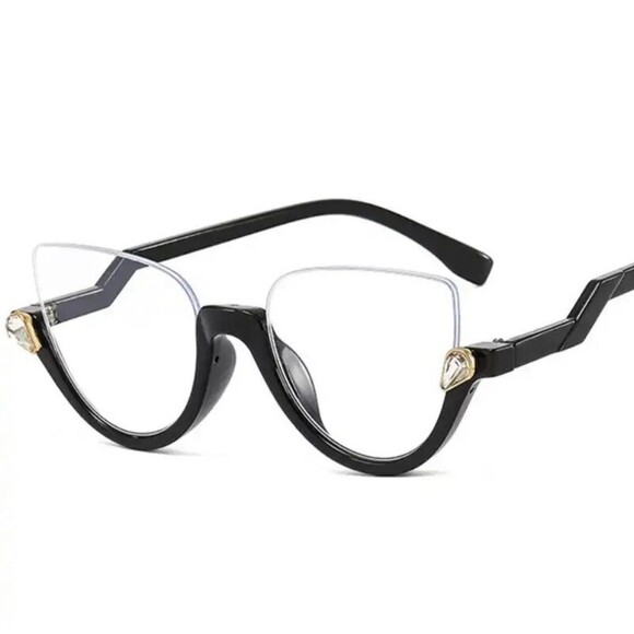 New Retro Anti Blue Light Cat Eye Glasses For Women With Diamond Fashion General - Picture 7 of 12